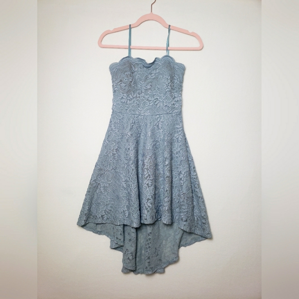 Camille La Vie Strapless Floral Lace Dress Sweetheart High-low Renfaire Coquette